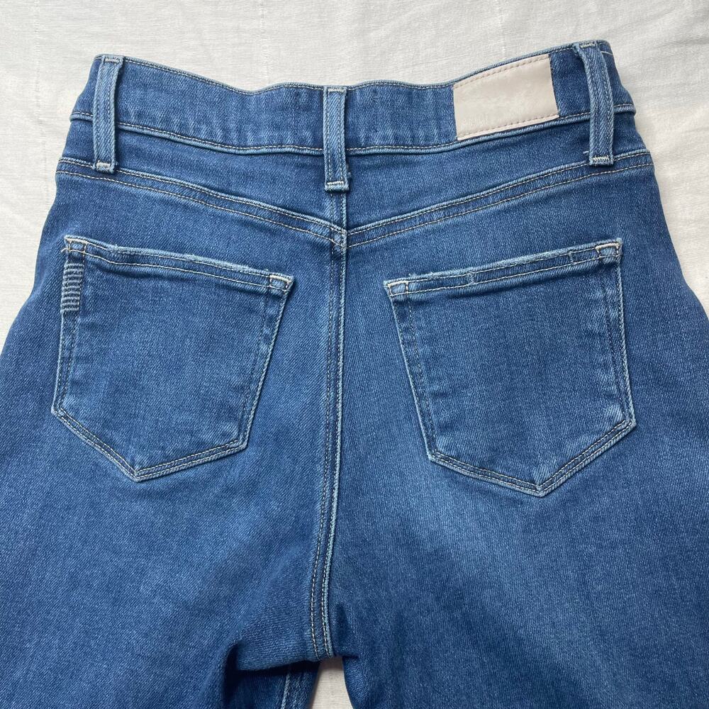 Paige Anessa High Rise Wide Leg Jeans Size 25 Women's Cotton Stretch Raw Hem - Picture 5 of 7